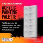 U.S. Art Supply 10-Well Plastic Rectangular Artist Painting Palette - Paint Color Mixing Tray - Art Students, Classroom, Craft Projects, Fun Parties, Events - Brush Mix Acrylic, Oil, Watercolor