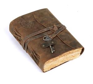 cuero C Compass Vintage Leather Journal - Antique Handmade Leather Bound journal with deckle edge paper Diary - Leather Sketchbook - Drawing Journal Notebook - Great Gift Men And Women (5X7 Inch)