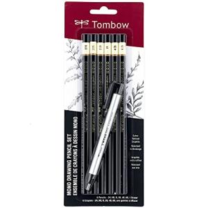 Tombow 61002 Mono Drawing Pencil, Combo Pack with Zero Eraser, Graphite 6-Pack, Black, 0.5mm