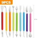 CoguZed 9 Pcs Clay Sculpting Tools Kit, Double Head Pottery Modeling Clay Carving Tools, Plastic Clay Tools, Air Dry Clay Tools for Crafts and DIY Projects Assorted Colors