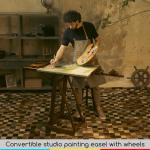 MEEDEN Studio H-Frame Easel -Adjustable Beech Wood Studio Art Easel, Painting Floor Easel Stand, Movable and Tilting Flat Available, Holds Canvas Art up to 77",Classic Walnut