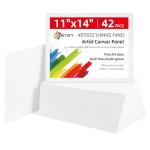 Simetufy 11 x 14 inch 42 Pack Painting Canvas Boards- Gesso Primed Acid-Free 100% Cotton Canvas Panels for Acrylics Oil Watercolor Tempera Paints