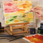 VISWIN 25"H Basic Tabletop H-Frame Easel, Hold Canvas up to 16", Adjustable Sturdy Beech Wood Desktop Art Easel, Portable Painting & Display Table Easel Stand for Adults, Beginners, Artists