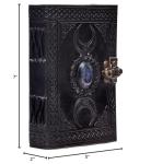 3 Moon Blue Lapiz Embossed Vintage Leather Journal | 240 Pages of Antique Handmade Deckle Edge Vintage Paper, Leather Sketchbook, Drawing Journal, Great Gift (5 by 7 inch, black)