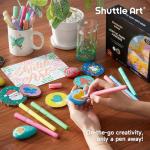 Shuttle Art Automatic Ink Control Acrylic Paint Markers, 24 Pastel Colors Brush Tip Acrylic Paint Pens for Rock Painting, Ceramic, Wood, Canvas, Glass, Stone, Fabric, Card Making, DIY & Art Supplies