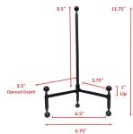 TRIPAR Modern Tripod Easel Display, Black Finish - Lightweight & Durable Design - Perfect for Displaying Decorative Pictures, Artwork, Plates, Tiles, & More (12 Inch)