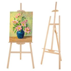 Falling in Art Easel Stand for Painting, Adjustable Wooden Easels for Painting Canvas Up to 42", Folding Art Easel for Drawing, Wedding Sign and Poster, Suitable for Kids and Adults