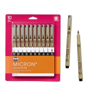 SAKURA Pigma Micron Fineliner Pens - Archival Black Ink Pens - for Writing, Drawing, or Journaling - Assorted Point Sizes - 10 Pack
