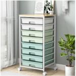 Rolling Storage Utility Cart Organizers with 8 Drawers and Wooden Tabletop for Living Room,Office,Classroom,Craft Room,Bedroom,Dorm,Green