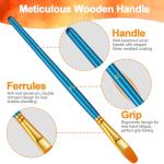 Paint Brushes Set, 5 Pack 50 Pcs Round-Pointed Tip Paintbrushes Nylon Hair Artist Acrylic Paint Brushes for Acrylic Oil Watercolor, Face Nail Art, Miniature Detailing & Rock Painting, Blue