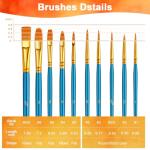 Paint Brushes Set, 5 Pack 50 Pcs Round-Pointed Tip Paintbrushes Nylon Hair Artist Acrylic Paint Brushes for Acrylic Oil Watercolor, Face Nail Art, Miniature Detailing & Rock Painting, Blue