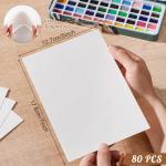 80 Sheets Watercolor Paper Bulk, 110 lb/230 GSM Cold Press Paper White Water Color Paper for Kids Child Students Adults Artists Drawing Wedding Gift Cards(5 x 7 Inch)