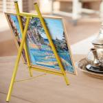 WRINGKIT Gold Tabletop Easel Stand, 16.5" Metal Picture Art Stand, Tripod Mirror Plate Stand Holder, Freestanding Easel Stand for Wedding Sign, Display Photo, Collectibles