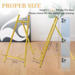 WRINGKIT Gold Tabletop Easel Stand, 16.5" Metal Picture Art Stand, Tripod Mirror Plate Stand Holder, Freestanding Easel Stand for Wedding Sign, Display Photo, Collectibles