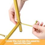 WRINGKIT Gold Tabletop Easel Stand, 16.5" Metal Picture Art Stand, Tripod Mirror Plate Stand Holder, Freestanding Easel Stand for Wedding Sign, Display Photo, Collectibles