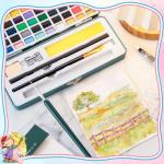 Prudiut Watercolor Paint Set, 50 Colors, Watercolor Set with Watercolor Paper, Palette, Brushes, Ideal for Adults Kids Beginners Artists