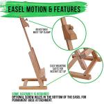 U.S. Art Supply 16" Mini Wooden Studio Tabletop Easel - H-Frame Artists Adjustable Painting and Display Stand, Holds Up to 12" Canvas - Portable Table Top Easel for Painting, Artwork