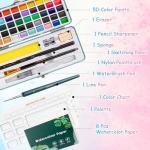 Prudiut Watercolor Paint Set, 50 Colors, Watercolor Set with Watercolor Paper, Palette, Brushes, Ideal for Adults Kids Beginners Artists