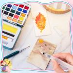 Prudiut Watercolor Paint Set, 50 Colors, Watercolor Set with Watercolor Paper, Palette, Brushes, Ideal for Adults Kids Beginners Artists