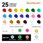 Shuttle Art 25 Colors Outdoor Acrylic Paint Set, 2oz/60ml Waterproof Acrylic Paint with 10 Brushes 1 Palette, Rich Pigmented Paints for Artists, Beginners on Rocks, Wood Crafts, Garden Statues