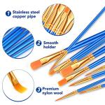 ESRICH Acrylic Paint Brushes Set,8Packs /80 Pcs Nylon Paintbrushes Head, Suitable for Acrylic Oil Watercolor Rock Body Face Nail Art Perfect Suit of Art Painting, Best Gift for Kids Adult Drawing