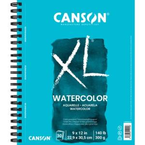 Canson XL Series Watercolor Pad, Heavyweight White Paper, Side Wire Binding, 30 Sheets, 9x12 inch