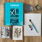 Canson XL Series Watercolor Pad, Heavyweight White Paper, Side Wire Binding, 30 Sheets, 9x12 inch