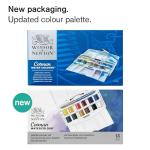 Winsor & Newton Cotman Watercolor Paint Set, Palette Pocket Set, 12 Half Pan w/ Brush