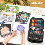 Shuttle Art 124 PCS Drawing Kit, Professional Drawing Supplies with Sketch, Charcoal, Colored, Graphite, Pastel Pencils & Sticks, Complete Drawing Tools and Paper Pads in Zipper Case for Artists&Kids