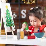 Gift Boutique Christmas Acrylic Paint Set of 6 Bottles 2 oz Color Paints Red Green Gold Silver Black White Non Toxic Multi Use Diy Art Craft Supplies