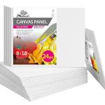 PHOENIX Painting Canvas Panels 8x10 Inch, 24 Bulk Pack - 8 Oz Triple Primed 100% Cotton Acid Free Canvases for Painting, White Blank Flat Canvas Boards for Acrylic, Oil Paints
