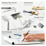 Shuttle Art 124 PCS Drawing Kit, Professional Drawing Supplies with Sketch, Charcoal, Colored, Graphite, Pastel Pencils & Sticks, Complete Drawing Tools and Paper Pads in Zipper Case for Artists&Kids