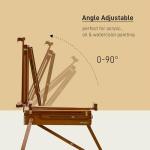 ATWORTH French Easel for Painting, Deluxe Beech Wooden Field & Studio Sketchbox Easel Stand with Metal Side Tray, Portable& Easy Transport for Painting Outdoor, Holds Canvas up to 34"- Light Walnut