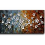 YaSheng Art - 3D Flowers Oil Painting On Canvas Abstract Paintings Modern Home Decor Wall Art For Living Room Bedroom Ready to Hang 100% Hand painted (24x48inch)