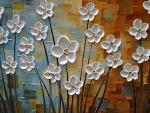 YaSheng Art - 3D Flowers Oil Painting On Canvas Abstract Paintings Modern Home Decor Wall Art For Living Room Bedroom Ready to Hang 100% Hand painted (24x48inch)