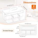 Lifewit 2-Pack Plastic Divided Caddy Organizer with Handle, Portable Art Supply Storage Organizer for Craft Supplies, Cosmetics, Holds Pencil, Crayon, Brushes, Hair Product, Dorm Shower Caddy, Clear