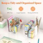 Lifewit 2-Pack Plastic Divided Caddy Organizer with Handle, Portable Art Supply Storage Organizer for Craft Supplies, Cosmetics, Holds Pencil, Crayon, Brushes, Hair Product, Dorm Shower Caddy, Clear