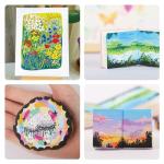 HIMI Gouache Paint Set 24 Vibrant Colors Non Toxic Paints Jelly Cup Design with Palette Paint Brushes Portable for Artist Canvas Painting Watercolor Papers, Rich Pigment, 30ml/Cup