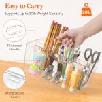 Lifewit 2-Pack Plastic Divided Caddy Organizer with Handle, Portable Art Supply Storage Organizer for Craft Supplies, Cosmetics, Holds Pencil, Crayon, Brushes, Hair Product, Dorm Shower Caddy, Clear