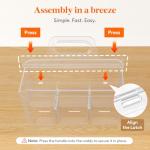 Lifewit 2-Pack Plastic Divided Caddy Organizer with Handle, Portable Art Supply Storage Organizer for Craft Supplies, Cosmetics, Holds Pencil, Crayon, Brushes, Hair Product, Dorm Shower Caddy, Clear