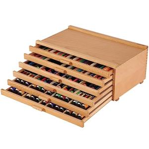VISWIN Upgraded 6-Drawer Wood Artist Supply Storage Box with Removable Dividers, Premium Beech Wood Art Storage Box, Portable Organizer Box for Paints, Markers, Pencils, Pens, Brushes and Art Supplies