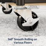 YASONIC 3 Tier Rolling Cart – Metal Utility Storage Cart with Wheels, Craft Cart Organizer with Hanging Cups, Hooks, Mesh Basket for Bedside Kitchen Office Art, Black