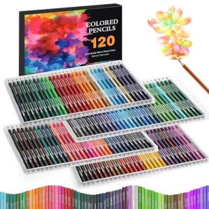 120 Pack Coloring Pencils, Colored Pencils for Adult Coloring Books with Soft Oil-Based Cores, Color Pencil Set for Sketching Blending Layering, Art Supplies for Kids Teens Adults Beginners Artists
