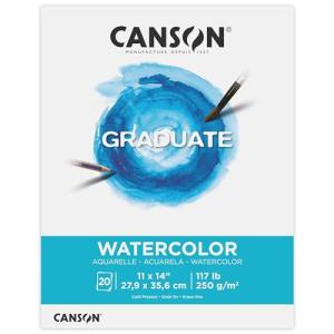 Canson Graduate Watercolor Pad, Foldover, 11x14 inch, 20 Sheets | Artist Paper for Adults and Students - Painting, Gouache, Mixed Media and Ink