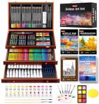 Soucolor Art Supplies, 192-Pack Deluxe Art Set Drawing Painting Supplies Kit with Acrylic Pad, Watercolor Pad, Sketch Book, Canvases, Acrylic Paint, Crayons, Pencils, Gifts for Artist Adults Teen Kids