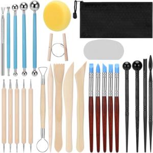 Blisstime Clay Tools Kit, 28pcs Air Dry Clay Tools for Pottery Polymer Clay Sculpting Tool Kit