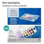 Winsor & Newton Cotman Watercolor Paint Set, Sketchers' Pocket Set, 12 Half Pan w/ Brush