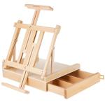 Falling in Art Studio Sketchbox Easel, Adjustable Beechwood Tabletop Easel Box for Painting, Portable Desktop Easel with Storage Drawer, Suitable for Beginners and Artists
