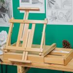 Falling in Art Studio Sketchbox Easel, Adjustable Beechwood Tabletop Easel Box for Painting, Portable Desktop Easel with Storage Drawer, Suitable for Beginners and Artists