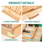 Falling in Art Studio Sketchbox Easel, Adjustable Beechwood Tabletop Easel Box for Painting, Portable Desktop Easel with Storage Drawer, Suitable for Beginners and Artists